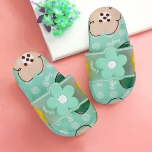 Baby Moo Floral 3D Beach Slippers Sliders - Sea Green