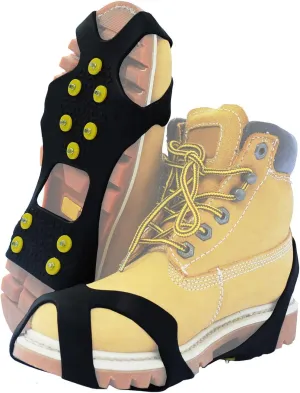 Crampons Traction Ice Cleats Grippers Shoe Ice Snow Grips Slip-on Stretch Footwear for Hiking Walking Climbing Fishing Jogging with 10 Steel Studs Anti-Slip Stainless Steel Spikes