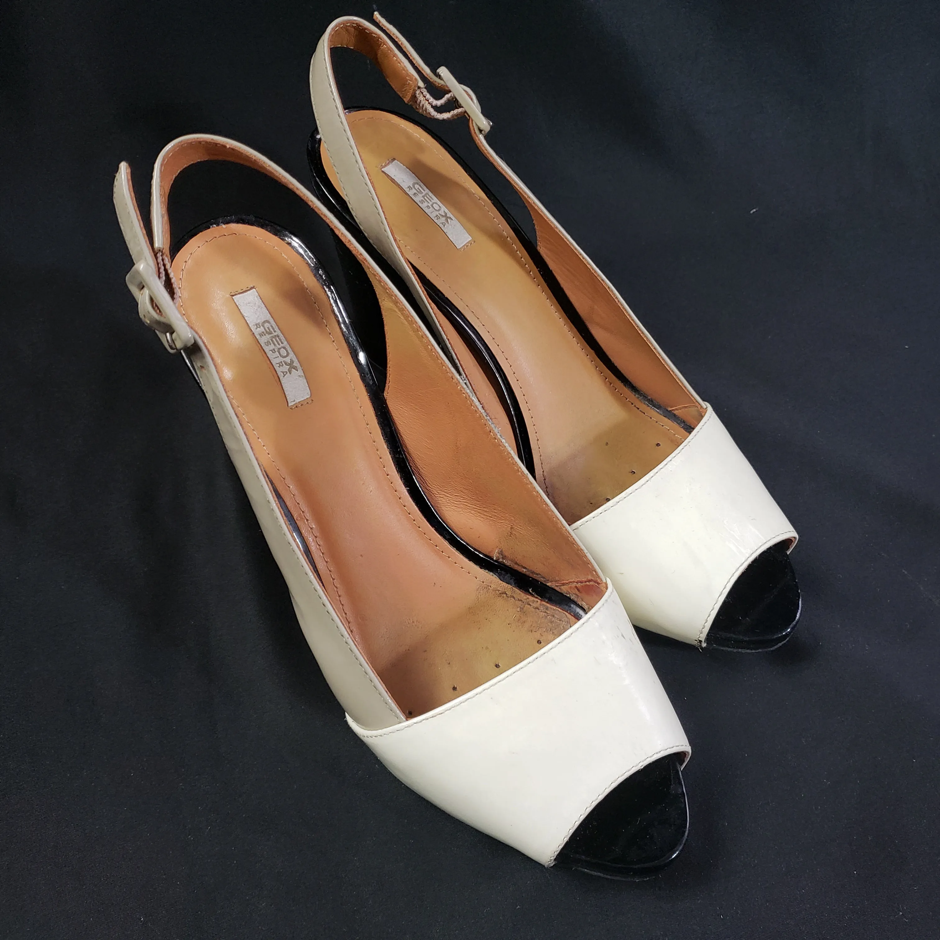 Geox Respira Color Block Open Toe Slingback Pumps size 38