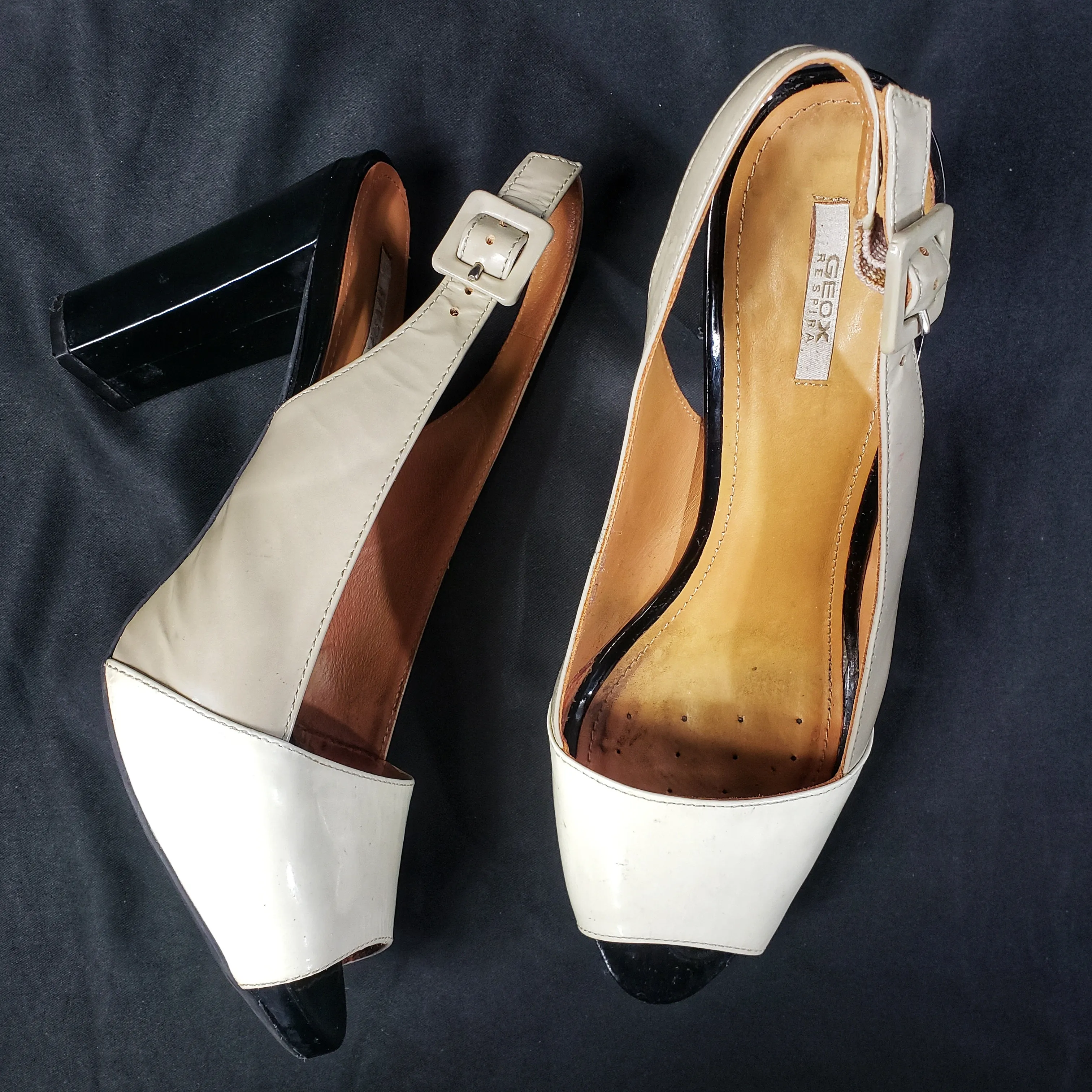 Geox Respira Color Block Open Toe Slingback Pumps size 38