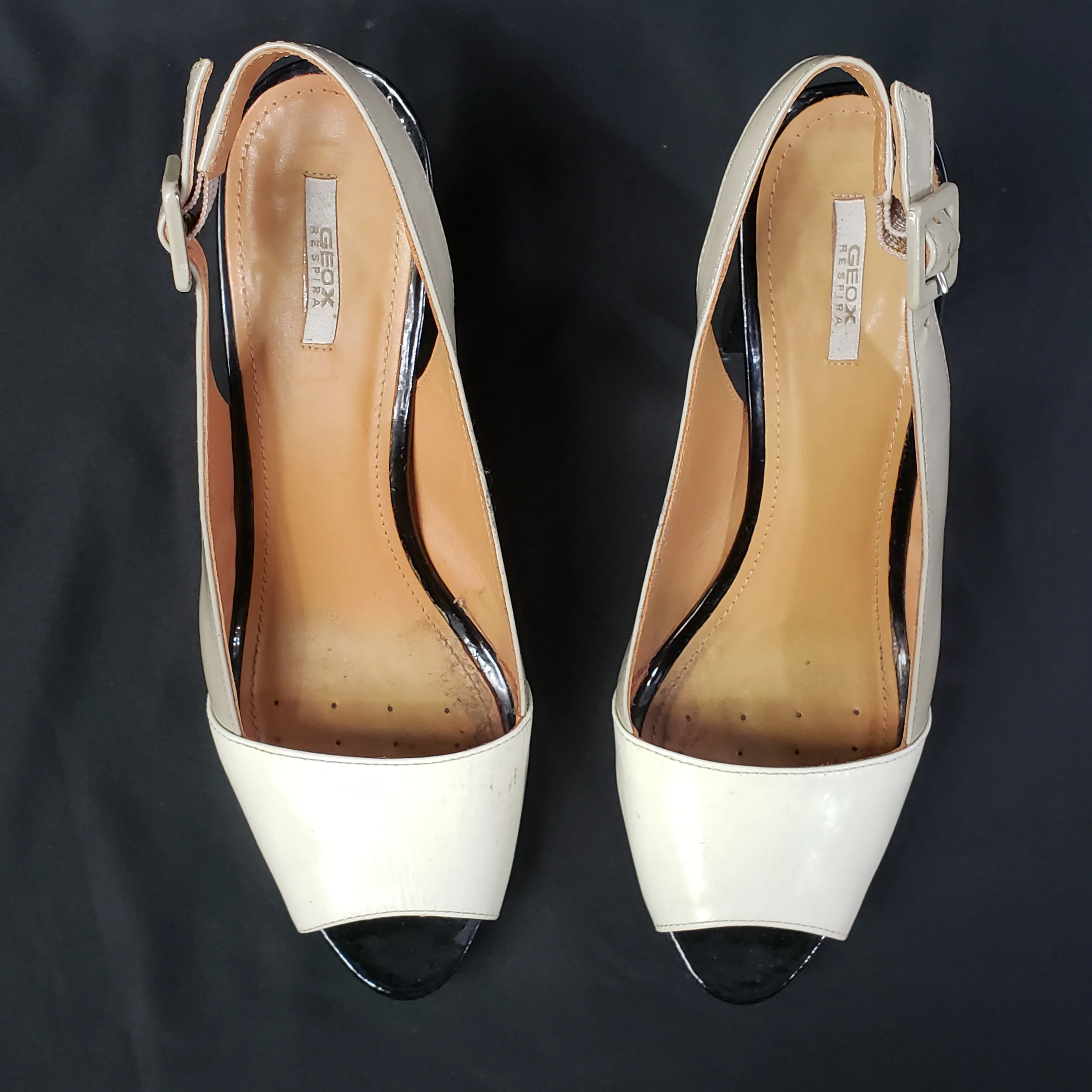 Geox Respira Color Block Open Toe Slingback Pumps size 38