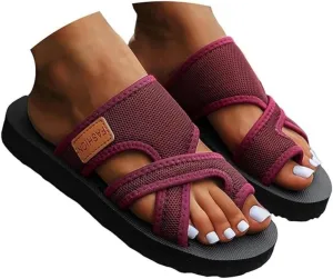Lausiuoe Orthopedic Sandals For Women Arch Support Walking Sandals Summer Casual Comfort Orthotic Slippers Slides Flip Flops