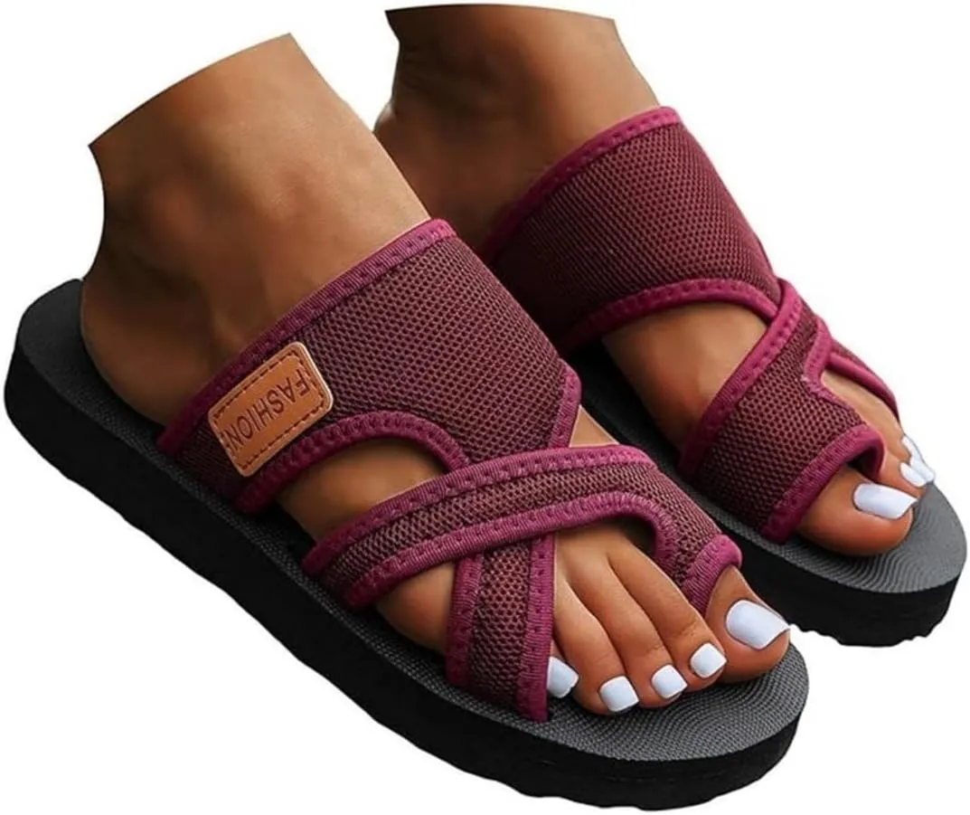 Lausiuoe Orthopedic Sandals For Women Arch Support Walking Sandals Summer Casual Comfort Orthotic Slippers Slides Flip Flops
