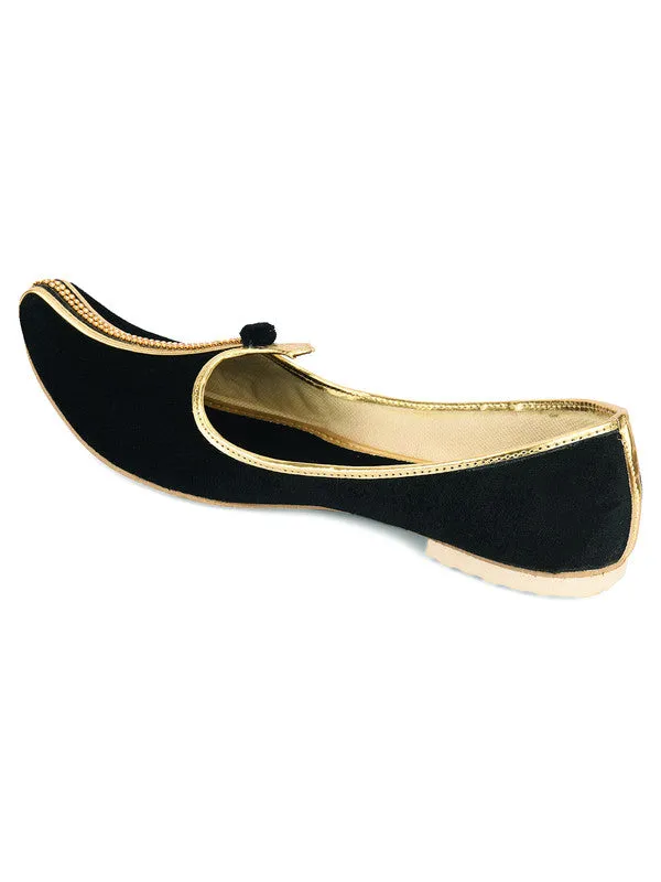 Men's Indian Ethnic Party Wear Black Studded Footwear - Desi Colour