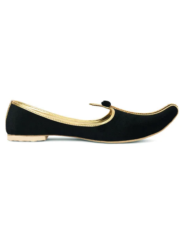 Men's Indian Ethnic Party Wear Black Studded Footwear - Desi Colour