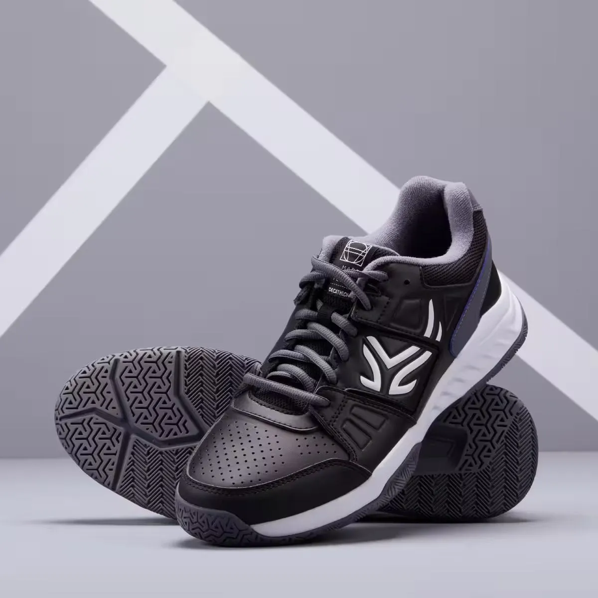 Men's tennis shoes - TS160 Multicourt black ARTENGO, black/asphalt gray/white