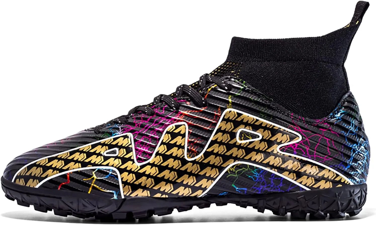 Mnplciea Soccer Cleats Mens Professional High-top Soccer Shoes Breathable Football Boots Boys Anti-Slip Outdoor Indoor Turf Training Athletic Sneaker