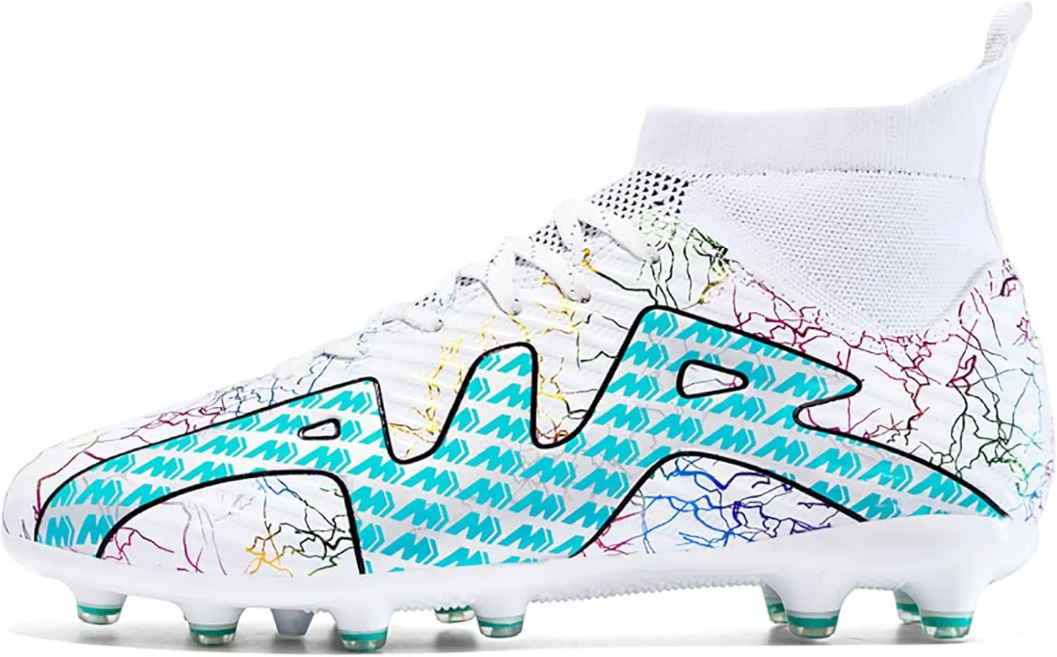 Mnplciea Soccer Cleats Mens Professional High-top Soccer Shoes Breathable Football Boots Boys Anti-Slip Outdoor Indoor Turf Training Athletic Sneaker