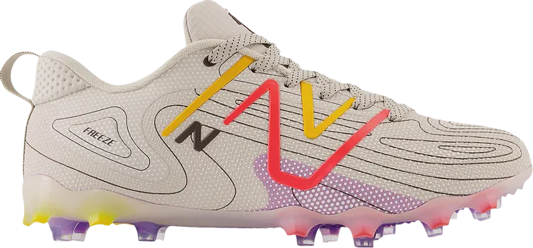 New Balance FreezeLX v4 Low 2E Wide 'Tan Energy Red' Cleats, Cream