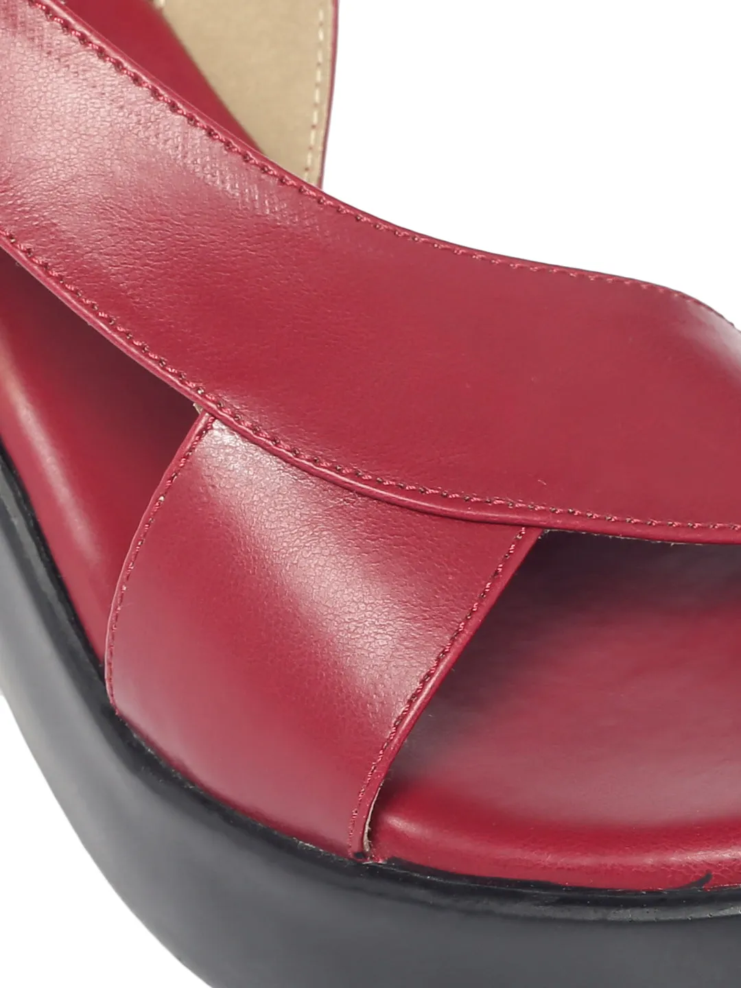 Samaira Maroon Wedge Heels