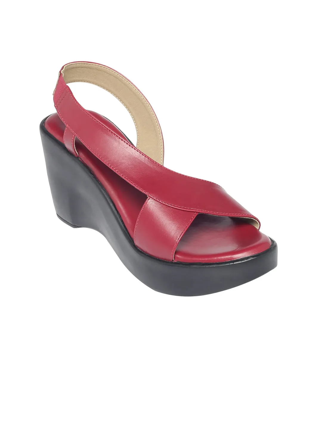 Samaira Maroon Wedge Heels