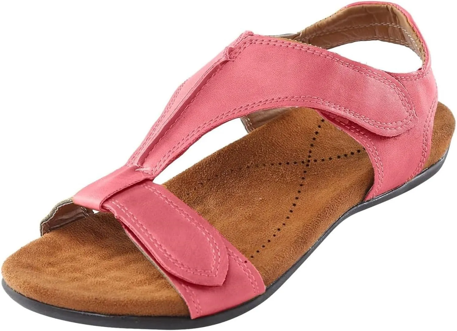 Womens Orthotic Sandals with Arch Support T-Strap Orthopedic Flat Sandals Comfortable Summer Shoes Slip On Adjustable Flat Slippers Open Toe Sandal Summer Beach Shoes