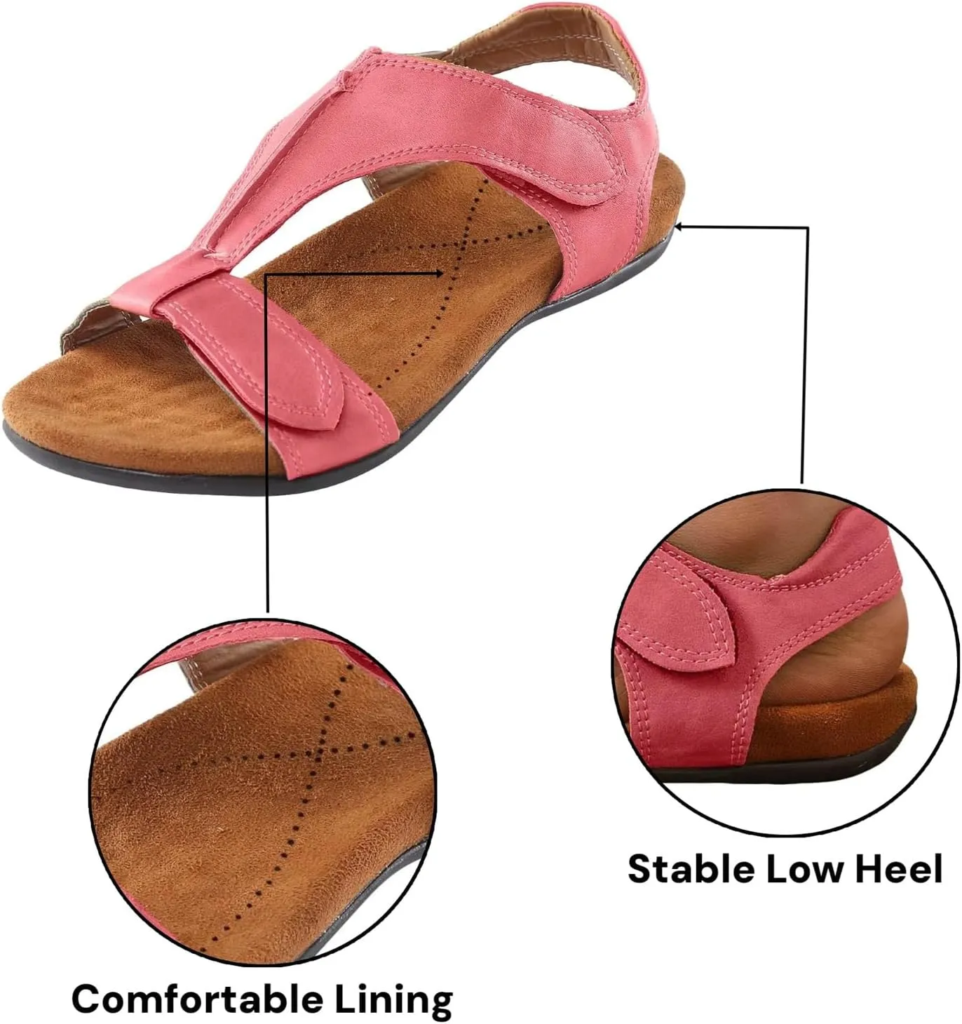 Womens Orthotic Sandals with Arch Support T-Strap Orthopedic Flat Sandals Comfortable Summer Shoes Slip On Adjustable Flat Slippers Open Toe Sandal Summer Beach Shoes