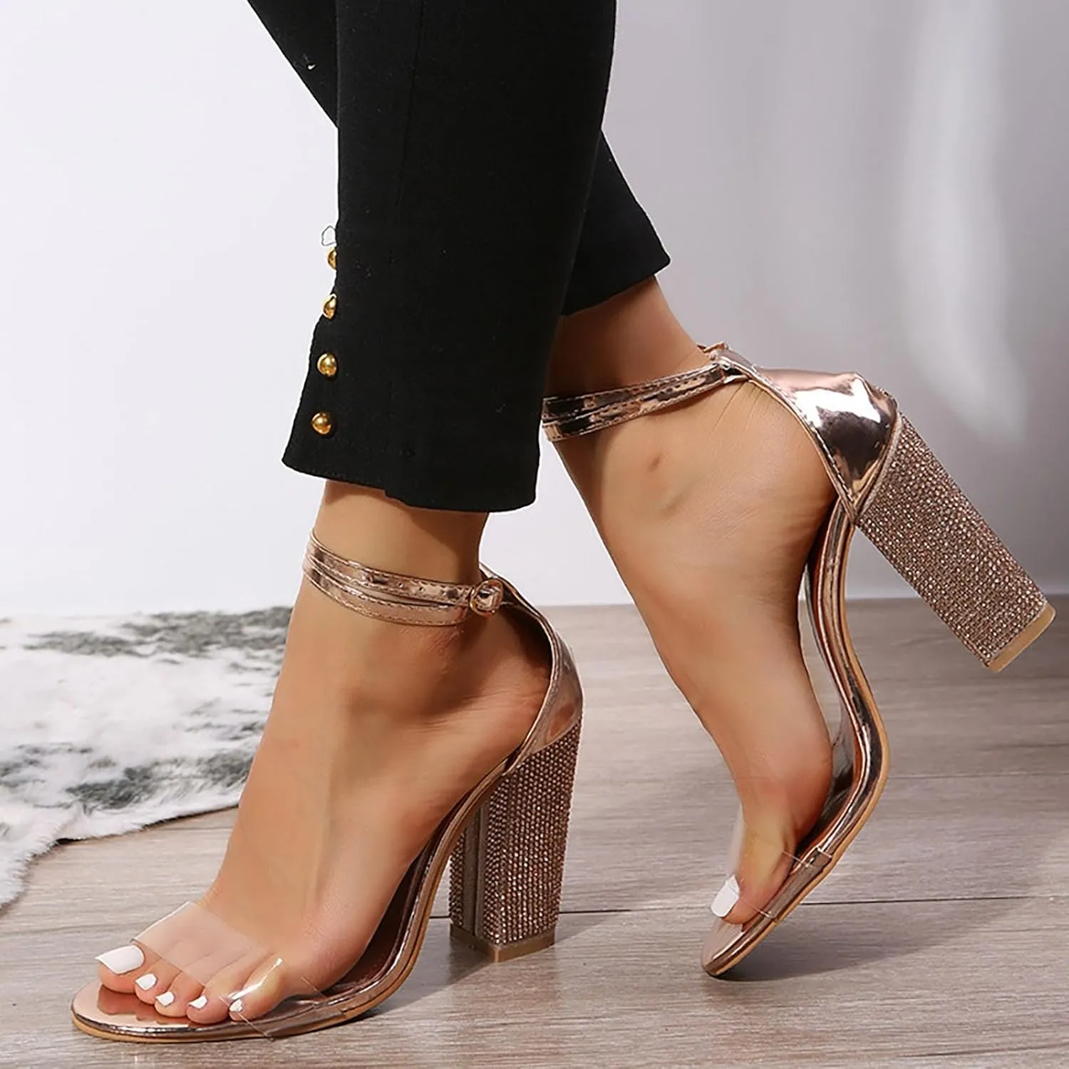 Women's Sexy Strap High Heel Sandals Open Toe Fashion Evening Prom Ankle Strap Dress Pump Sandals Thong Heels Women