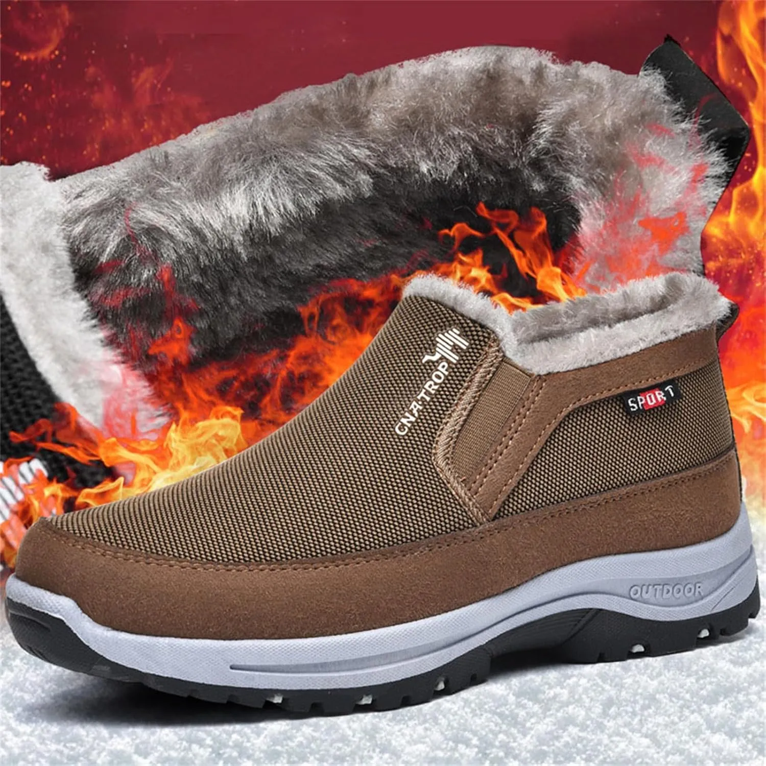 YTINGNICE CNA Trop Shoes for Men Men's Winter Slip-On Warm Ankle Chukka Boots Snow Loafers Comfortable Hiking Walking Shoes CNA Trop Men Orthopedic Shoes