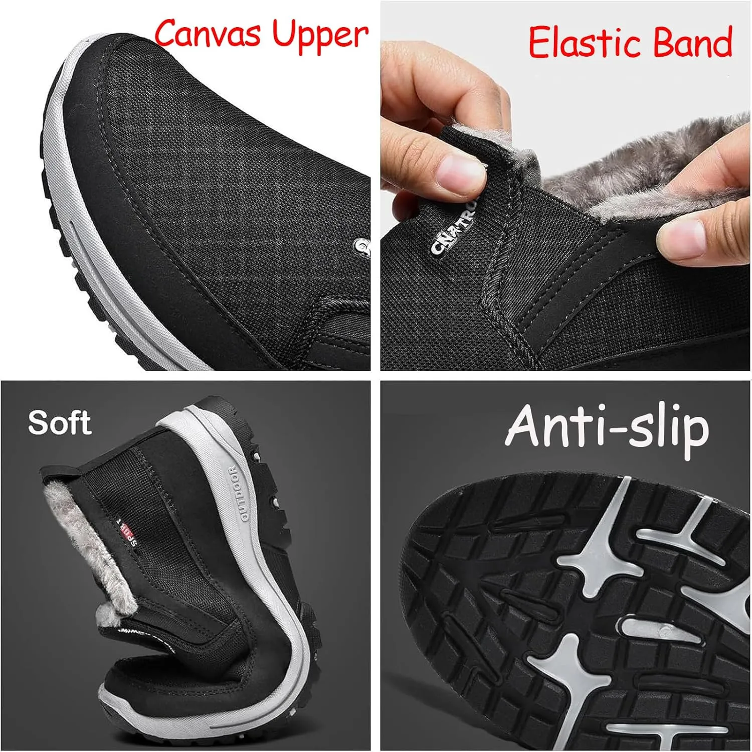 YTINGNICE CNA Trop Shoes for Men Men's Winter Slip-On Warm Ankle Chukka Boots Snow Loafers Comfortable Hiking Walking Shoes CNA Trop Men Orthopedic Shoes