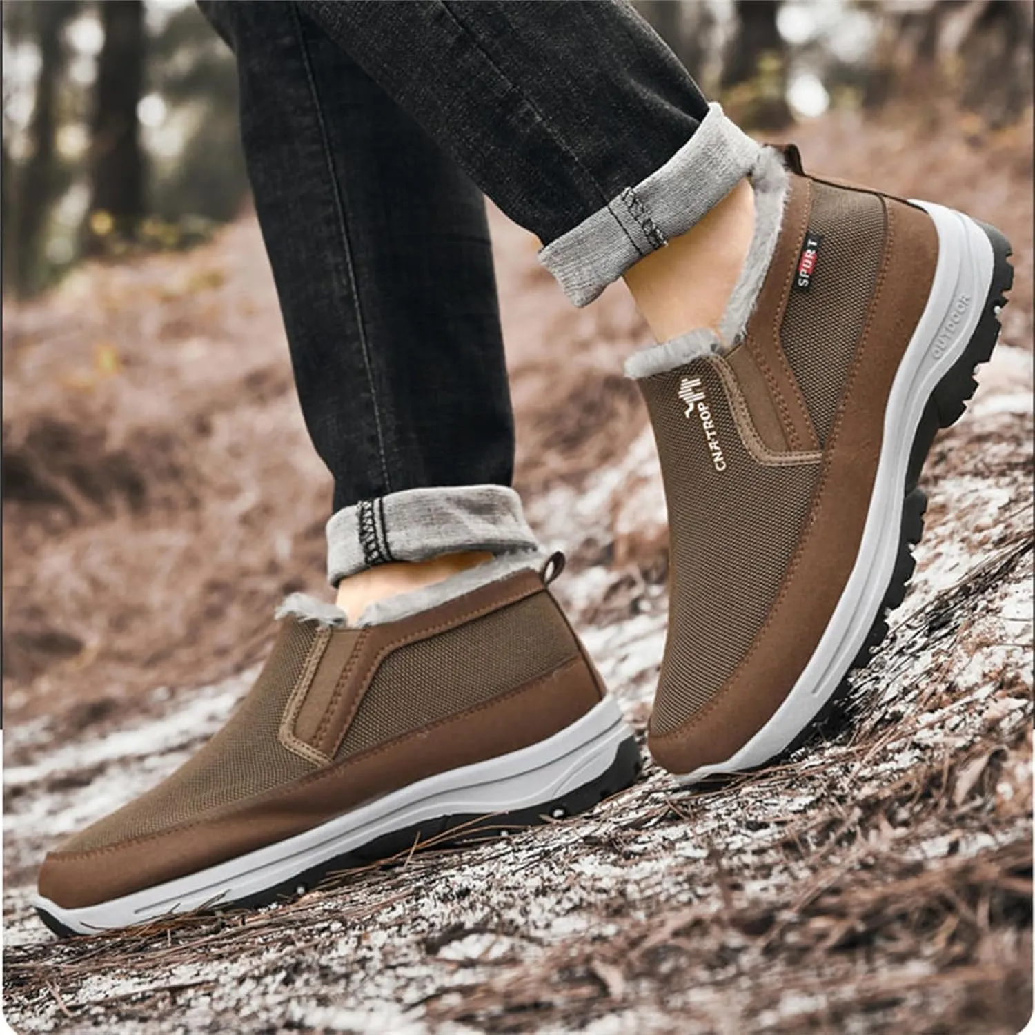 YTINGNICE CNA Trop Shoes for Men Men's Winter Slip-On Warm Ankle Chukka Boots Snow Loafers Comfortable Hiking Walking Shoes CNA Trop Men Orthopedic Shoes