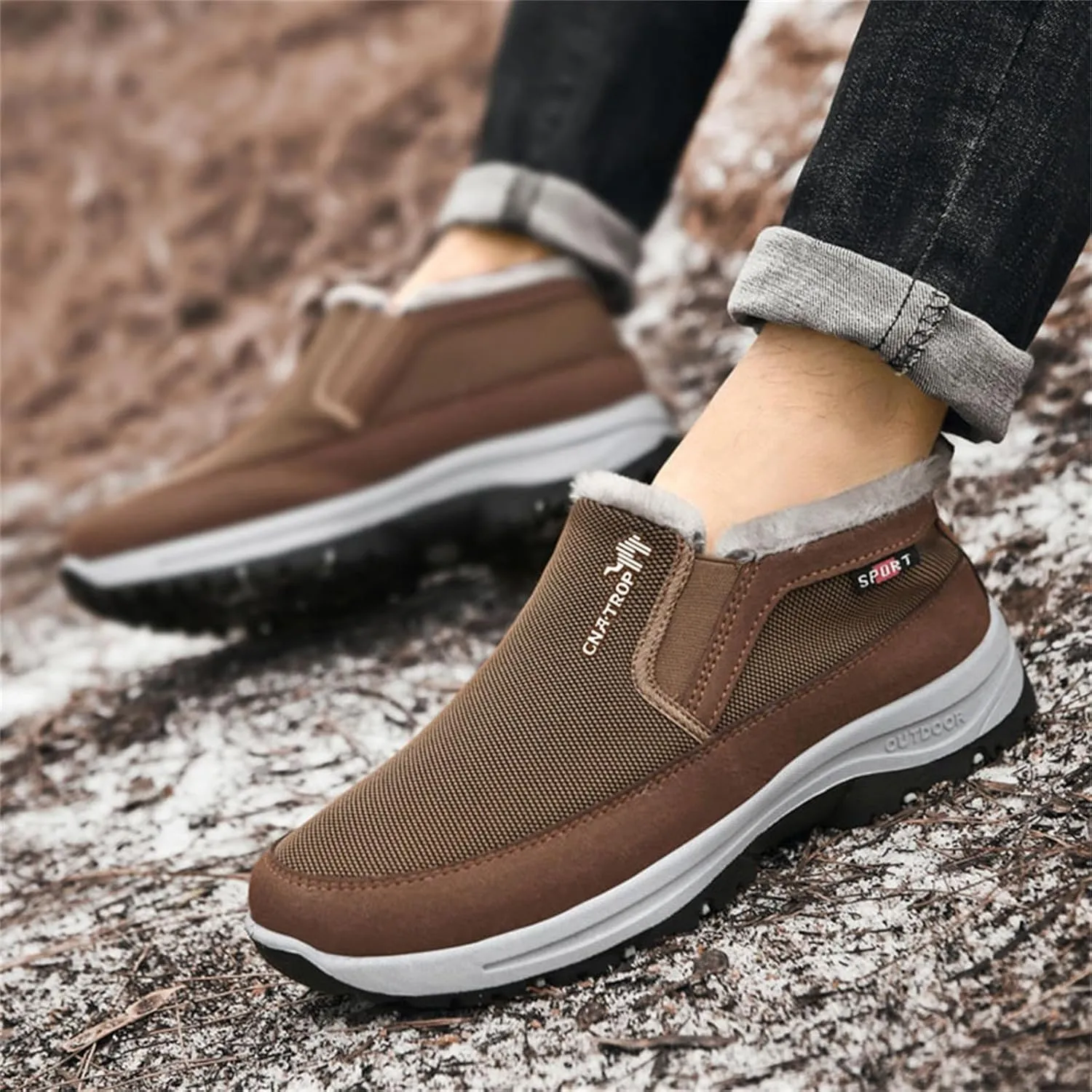YTINGNICE CNA Trop Shoes for Men Men's Winter Slip-On Warm Ankle Chukka Boots Snow Loafers Comfortable Hiking Walking Shoes CNA Trop Men Orthopedic Shoes