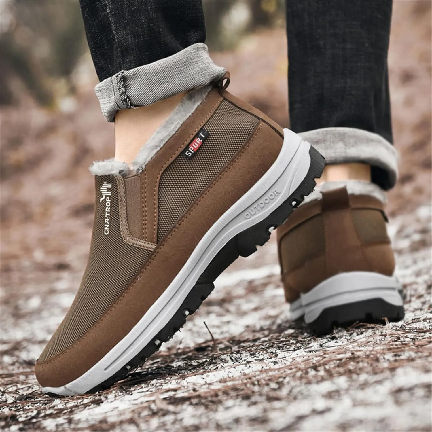 YTINGNICE CNA Trop Shoes for Men Men's Winter Slip-On Warm Ankle Chukka Boots Snow Loafers Comfortable Hiking Walking Shoes CNA Trop Men Orthopedic Shoes